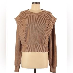 Aritzia Babaton Grazia Sweater merino wool tan beige shoulders